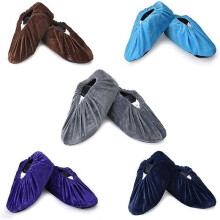 5 Pairs Washable Overshoes Reusable Anti-Slip Shoe Covers Non-Slip Slippers with Flannel for Home