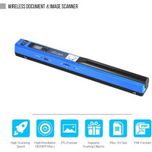 Portable Wireless Document Scanner A4 900DPI JPG/PDF Format LCD Display with Bag for Office School Blue (CD)