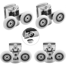 Set of 4 Double Rollers - for Sliding Shower Door, 2 x 23mm Diameter Zinc Alloy Wheels for Bathroom