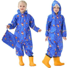 Children's Rain Suit for Boys and Girls, Waterproof One-Piece Zip-Up Rain Poncho, Ages 1-10