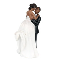 Black Wedding Cake Topper - Bride and Groom in White Dress and Black Evening Gown, Wedding Cake Topper Figurines - 14cm