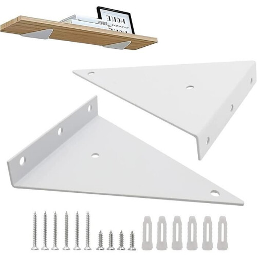 Triangular Shelf Bracket, Floating Metal Triangle, Concealed Wall-Mounted Floating Shelf Bracket, with Screws, for Living Room Decor