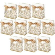 Dilwe Small Gift Bags, 40 Sets, Exquisite Gift Bags, Unique Gold Bow Pattern, Small Gift Boxes, Decoration for Weddings and Parties