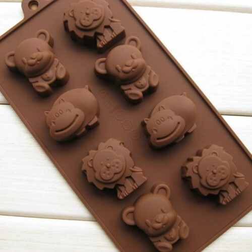 8-hole cartoon animal shape silicone chocolate mold