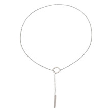 Trendy Circular Pendant Necklace Adjustable Length-Silver