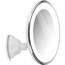 Navaris Magnifying Mirror with LED Lighting - 10x Zoom, 360 Rotation - Lighted Wall Mirror with Suction Cup - Bathroom Makeup Mirror