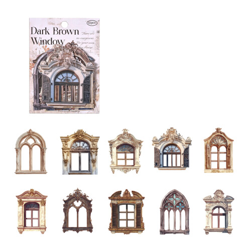 Sticker Booklets Artistic Decorative Sticker-Dark brown window