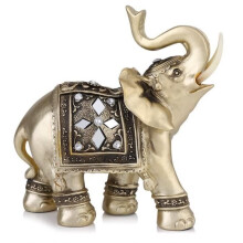 Statue - AYNEFY - Elegant Elephant - Gold - Resin - 15x14 cm