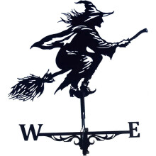 Decorative Wind Vane for Garden or Roof, Stainless Steel Archaist Weathervane with Witch
