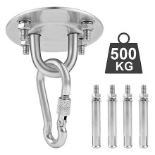 Staffa di supporto a soffitto in acciaio inox con portata di 400 kg per appendere sedia o amaca.