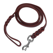 Guinzaglio per cani in pelle intrecciata, ideale per passeggiate, corsa e addestramento, 1,6 m, marrone scuro, con moschettone.