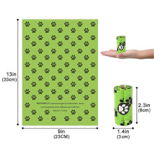 Green Step Pattern Dog Poop Waste Bags, Disposable Leak Proof Durable Large Capacity for Outdoor Walking