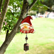 Weihnachtliches Windspiel aus Eisen mit Weihnachtsmann-Anhänger für Garten, Balkon und Zuhause