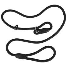 Guinzaglio robusto per cani in corda di nylon con catena a P da 1 cm, colore nero, ideale per addestramento e passeggiate.