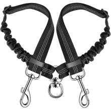Guinzaglio doppio per cani, anti-groviglio, girevole a 360, regolabile, riflettente, per cani di piccola, media e grande taglia.