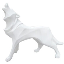 Wolf Ornaments Resin Ornaments Craft Study Bedroom Home Totem Wolf Animal Ornaments (White)