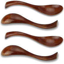 Holzlöffel, 4er-Pack, natürliches Nanmu-Holz, handbearbeitet, zum Kochen, für Reis und Suppe
