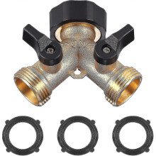 Messing Y-connector tuinkraanverdeler, 3/4 inch BSP voor het aansluiten van 2 apparaten