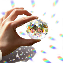 Clear Cut Faceted Crystal Ball Prism Glass Spherical Gaze Ball 60mm for Feng Shui