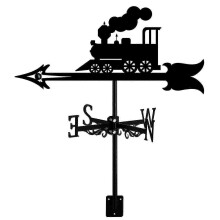 Veleta con forma de tren para jardín, detector de dirección del viento para exteriores en hierro negro, 35x50cm