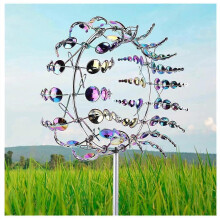Metallener Windspinner für Garten, reflektierende, sich drehende Rasendekoration für Terrasse und Hof