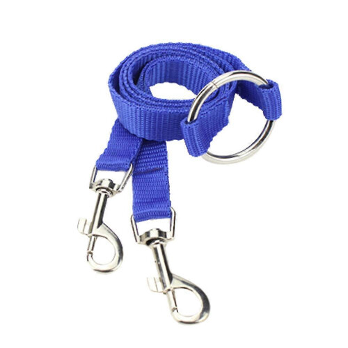 Double Dog Leash for Walk Control, 3-Pack Nylon Belt for Small Pets, Blue