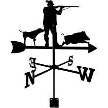 Indicador de dirección del viento Veleta Hunter para montaje en techo, ideal para cobertizos de jardín y paredes, 35x50 cm, acero inoxidable.