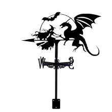 Windwijzer met draaiende heks en pterodactylus-ontwerp voor dak of tuin als windrichtingaanwijzer