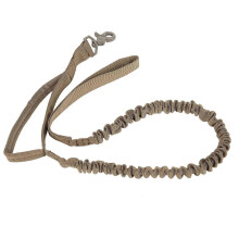 Guinzaglio per cani di tipo militare con ammortizzatore elastico, in nylon resistente, regolabile da 97 a 150 cm, colore marrone chiaro.