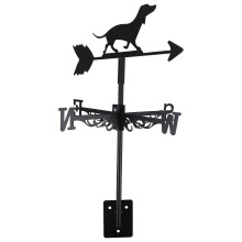 Veleta con forma de perro salchicha para tejado de jardín, indicador de dirección del viento de hierro con kit de montaje.