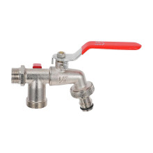 Dubbele waterkraan met 1/2" schroefdraad, buitenkraan van zinklegering voor wasmachine.