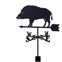 Cast Iron Boar Weather Vane for Metal Roof, Farm Scene Wind Direction Indicator for Garden