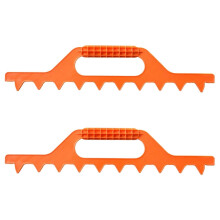 Dubbele verpakking van een kunststof grondhark met 9 tanden en een ergonomische handgreep voor gebruik in de tuin en op de boerderij.