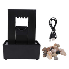 Dekorativer Zimmerbrunnen mit LED-Beleuchtung, Kieselstein-Design, USB-Anschluss für den Schreibtisch im Homeoffice