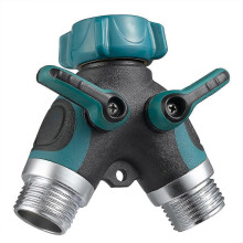 Y Ball Valve Faucet Diverter, 2-Way Zinc Alloy Garden Hose Splitter with Dual Shut-Off Valves for Outdoor Watering