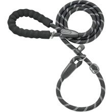 Guinzaglio imbottito riflettente per addestramento cani, 1/2" x 6 piedi con anello regolabile e filo luminescente.