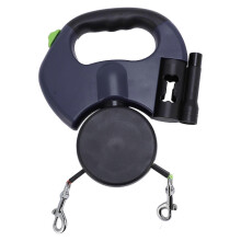 Guinzaglio retrattile doppio per cani, con corda in nylon resistente all'allungamento, ideale per portare a spasso due animali domestici.