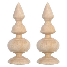 Wooden Finials for Bed Posts, Staircase Handrails, Classical Carved Solid Wood Decorations, 15cm Khaki