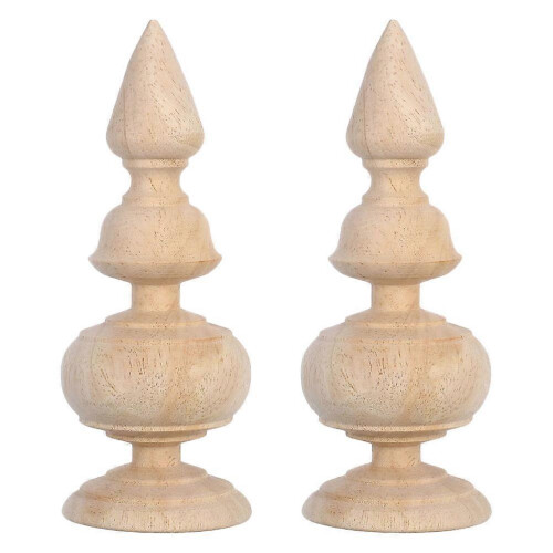 Wooden Finials for Bed Posts, Staircase Handrails, Classical Carved Solid Wood Decorations, 15cm Khaki