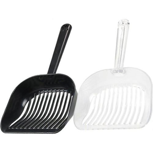 Two-Piece Portable Plastic Cat Litter Scoop Set with Long Handle for Easy Cleaning