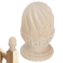 Wood Carved Pineapple Finial for Staircase Post Decoration, Unpainted Wooden Newel Cap, 10x6x6 cm