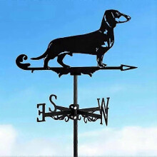 Stainless Steel Dog Weather Vane with Roof Mount for Outdoor Garden, Farm, Yard