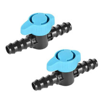 Drip Irrigation Valve 20mm Plastic Inline Barbed, Leak-Proof Shut Off for Garden Hose, Water-Saving, Pack of 2