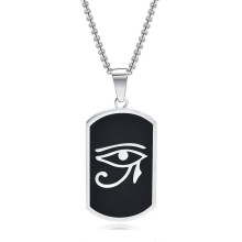 Collana con ciondolo a forma di targhetta per cani Occhio di Horus in acciaio inossidabile, catena a maglia fine da 55 cm con chiusura a moschettone.