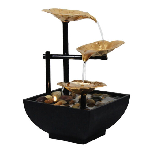 Zen Waterfall Fountain USB Powered Tabletop with Three Tiered Design for Home Office Relaxation