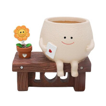 Cute Smiley Face Planter Pot with Drainage Hole for Indoor Outdoor Plants