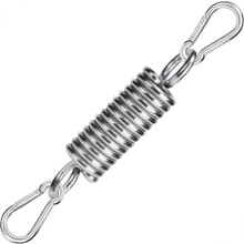 Molla per altalena con moschettone in acciaio inox 304, portata massima 400 kg, ideale per sedie sospese e altalene da veranda.