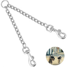 Guinzaglio doppio in metallo anti-groviglio per due cani, con catena resistente e a prova di masticazione.