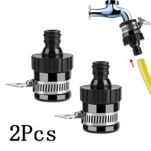 Universele tuinslangaansluiting, 14-20 mm kraanadapter met roestvrijstalen clip voor buitenkraan.