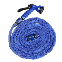 Ausziehbarer Gartenschlauch 22,5 m, blau, mit Teleskop-Sprühdüse, flexibler Dehnschlauch für Pflanzen